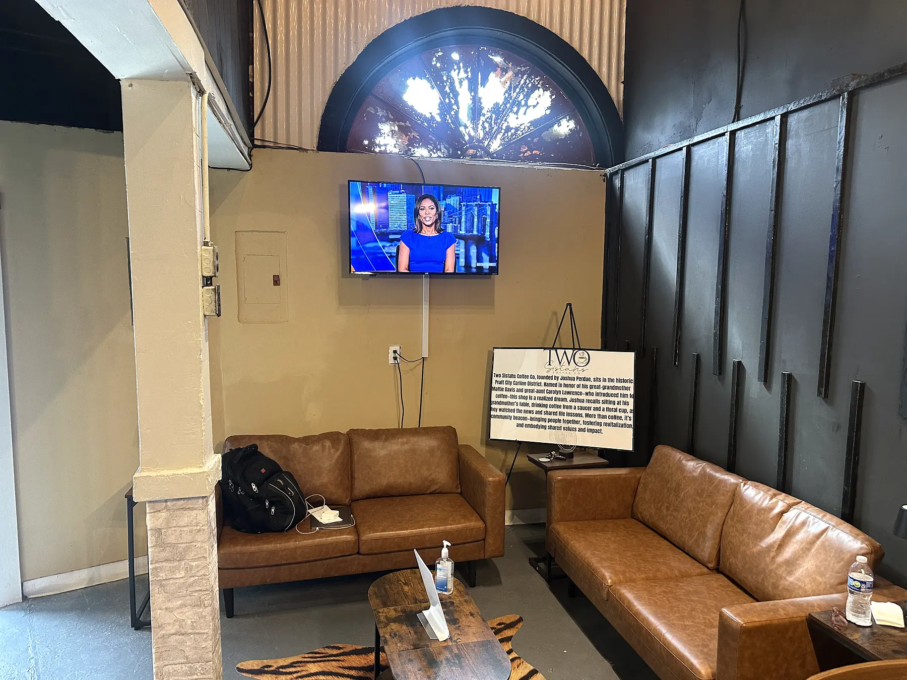 Cozy lounge seating inside the café
