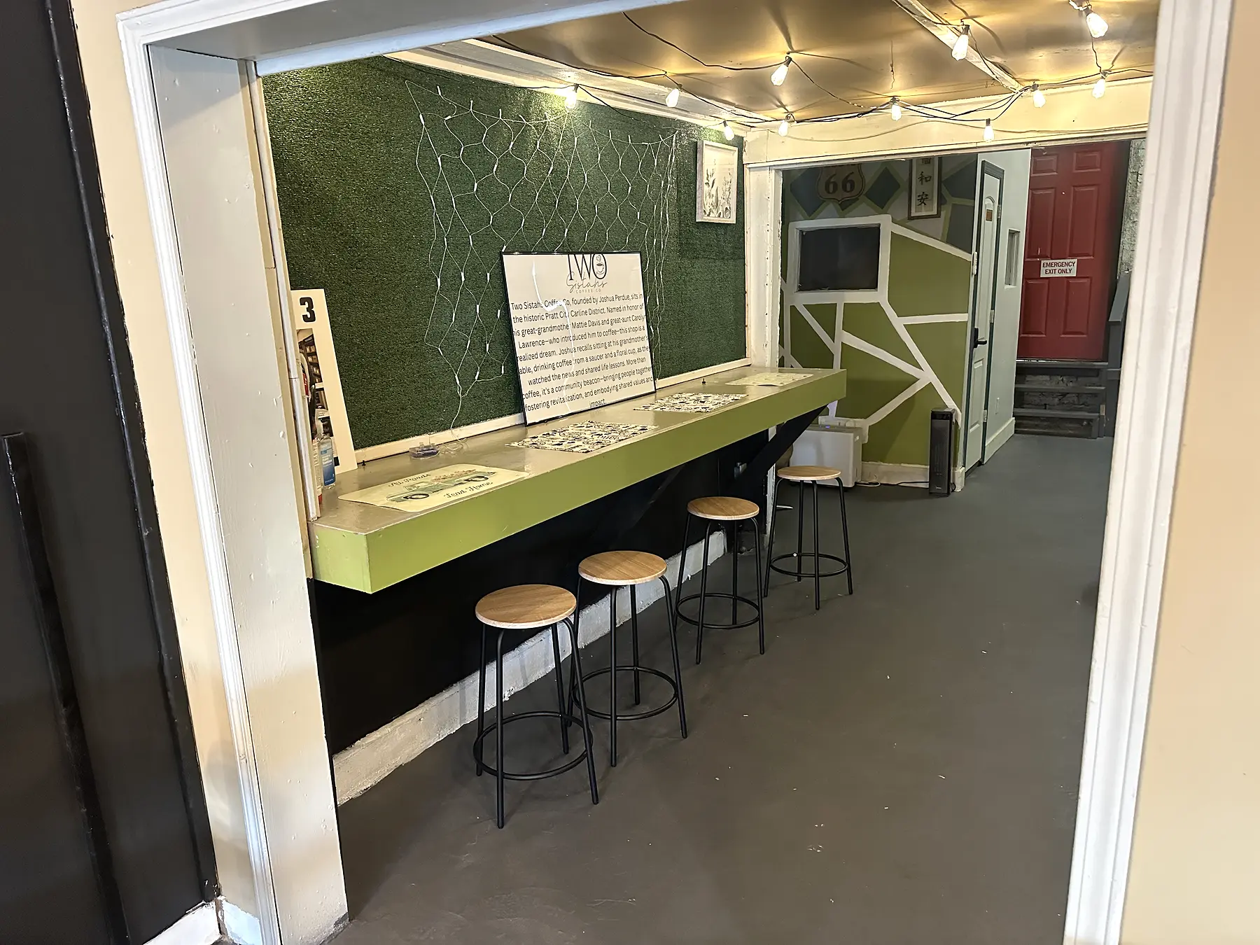 Counter seating inside the café